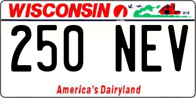 WI license plate 250NEV