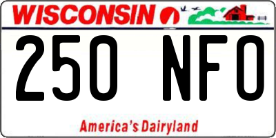 WI license plate 250NFO