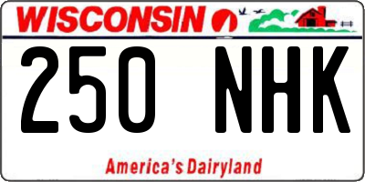 WI license plate 250NHK