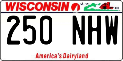 WI license plate 250NHW