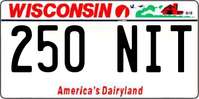 WI license plate 250NIT