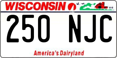 WI license plate 250NJC