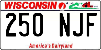 WI license plate 250NJF