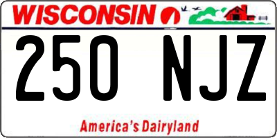 WI license plate 250NJZ