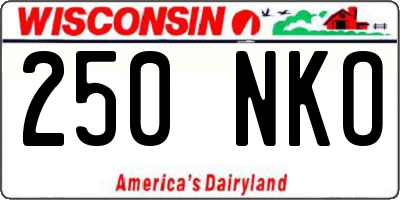 WI license plate 250NKO