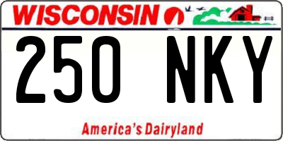 WI license plate 250NKY