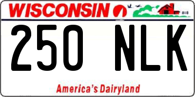 WI license plate 250NLK