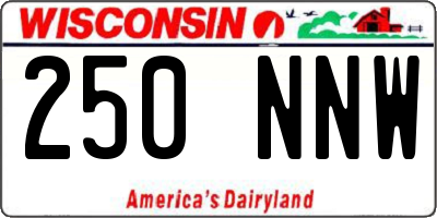WI license plate 250NNW