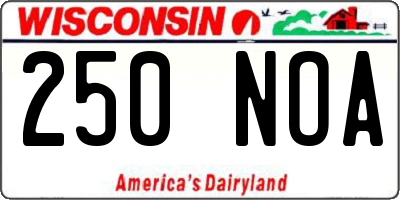 WI license plate 250NOA