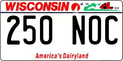 WI license plate 250NOC