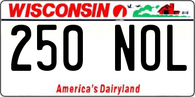 WI license plate 250NOL