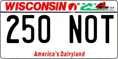 WI license plate 250NOT