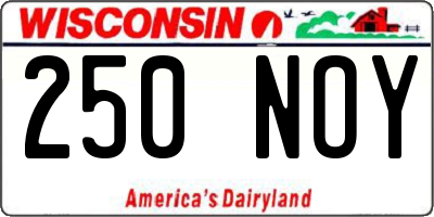 WI license plate 250NOY