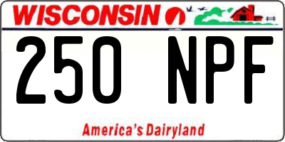 WI license plate 250NPF