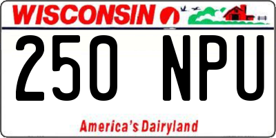 WI license plate 250NPU