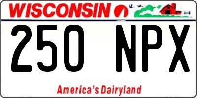 WI license plate 250NPX