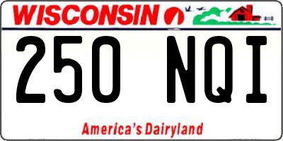 WI license plate 250NQI