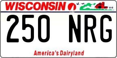 WI license plate 250NRG
