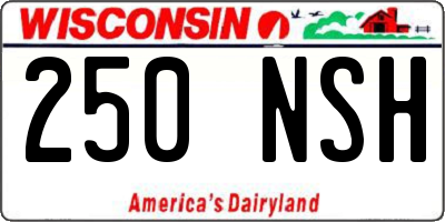 WI license plate 250NSH
