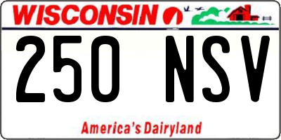 WI license plate 250NSV