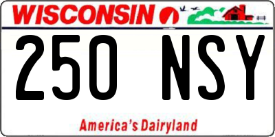 WI license plate 250NSY