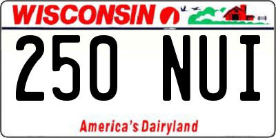 WI license plate 250NUI