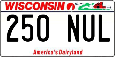WI license plate 250NUL