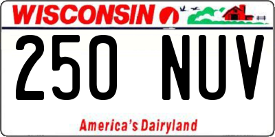 WI license plate 250NUV