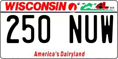 WI license plate 250NUW