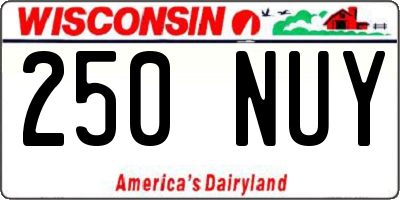 WI license plate 250NUY