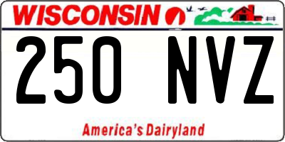 WI license plate 250NVZ