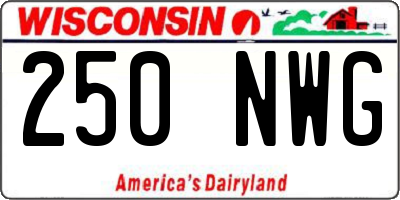 WI license plate 250NWG