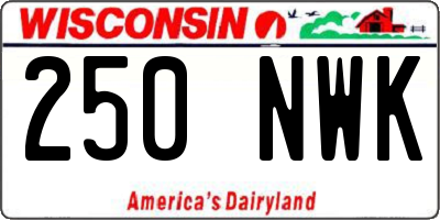 WI license plate 250NWK