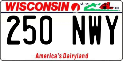 WI license plate 250NWY