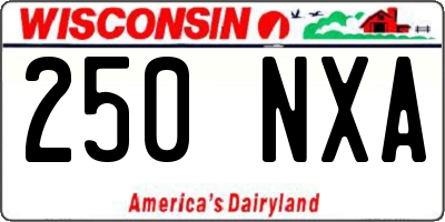 WI license plate 250NXA