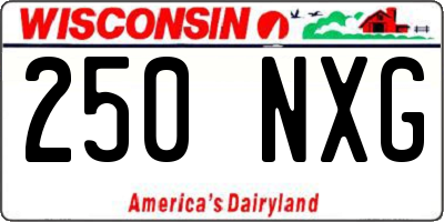 WI license plate 250NXG