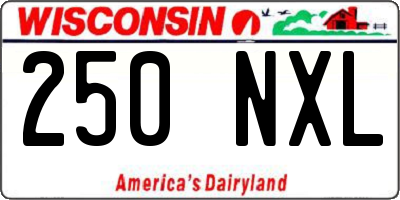 WI license plate 250NXL