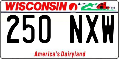 WI license plate 250NXW
