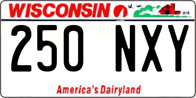 WI license plate 250NXY