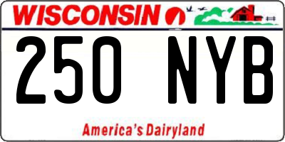 WI license plate 250NYB