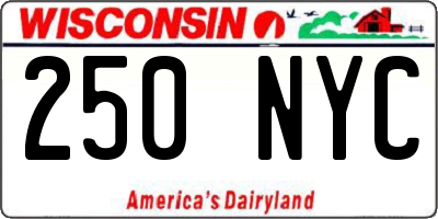 WI license plate 250NYC