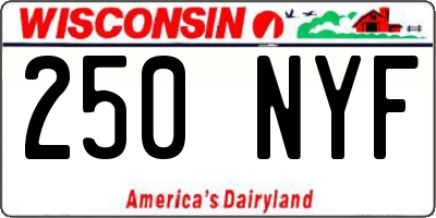 WI license plate 250NYF