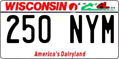 WI license plate 250NYM