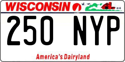 WI license plate 250NYP