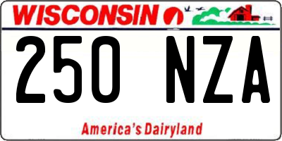 WI license plate 250NZA