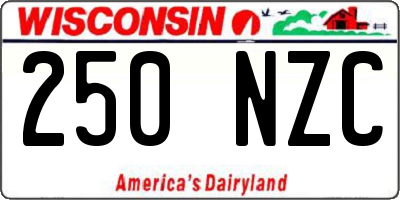 WI license plate 250NZC