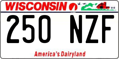 WI license plate 250NZF