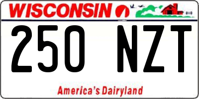 WI license plate 250NZT
