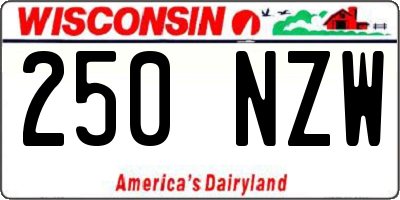 WI license plate 250NZW