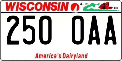 WI license plate 250OAA